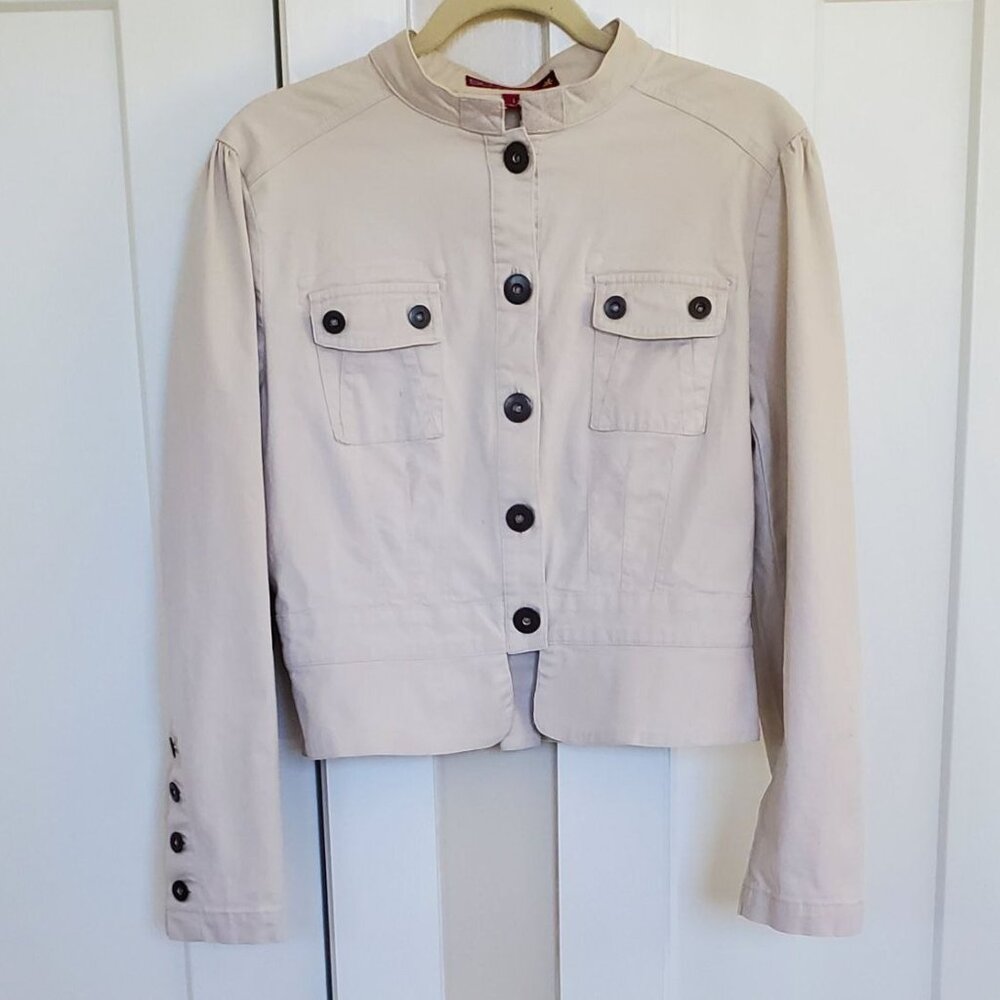 SO Brand, Cream Fitted Denim Jacket, Fitted. Size L